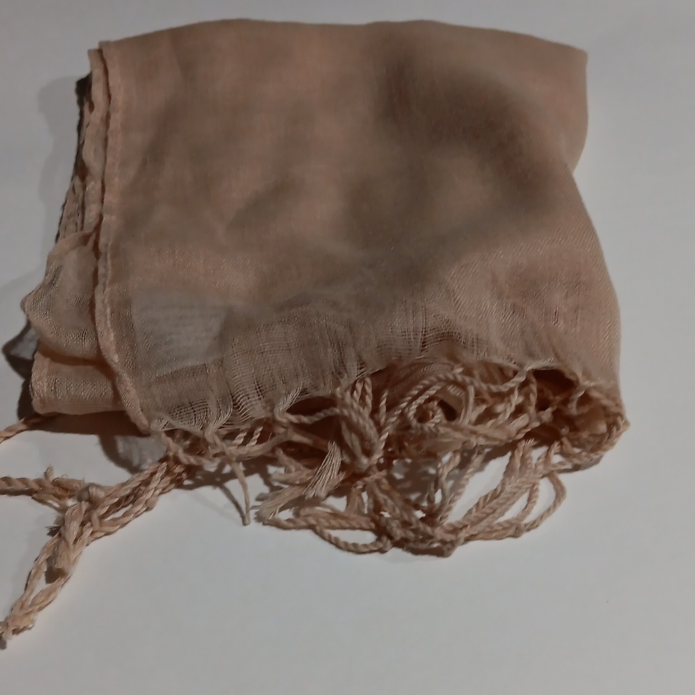 Solid Cream fringed Scarf